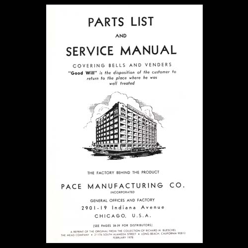 Pace Parts List And Service Manual